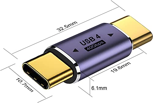 Image of ETZIN Type C Male to Type C Male Adapter, 40Gbps USB Type C Adapter Support 8K@60Hz Video Display 100W PD Pack of 2 (EPL-979TC)