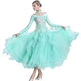NAKOKOU Ballroom Competition Dance Dress Modern Waltz Tango Standard Dress(Green,S)