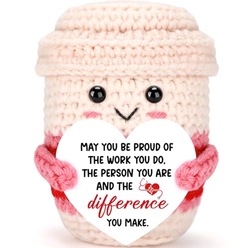 Nurse Gifts for Women Female Nurse Appreciation Practitioner RN Labor and Delivery Nurses Week Gift 2026 Nursing School Graduation Gifts for Student Preceptor Handmade Crochet Pink Coffee Mug
