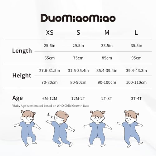 Duomiaomiao Saco de dormir infantil All Seasons com pés de 6 a 12 m, leve e respirável 1.0 TOG de ma
