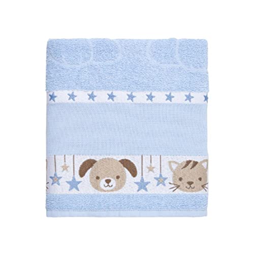 Kit 4 Toalhas De Banho Infantil Ponto Cruz Barras Com Desenhos Bordados 75x1.10m