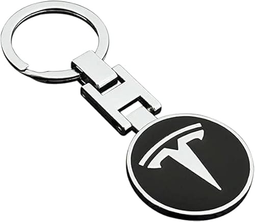Haial Fit Tesla Car Logo Key Chain Ring 3D Chrome Metal Car Keychain Keyring Alloy Key Holder Car Accessories (Fit Tesla #TOP2