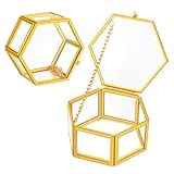 TYSM-CC Caja de Anillo Geométrica de Cristal Vintage Elegante de Joyero de Lujo para Bodas, Almacenamiento Seguro de Anillos y Joyas, Regalo Ideal para Parejas