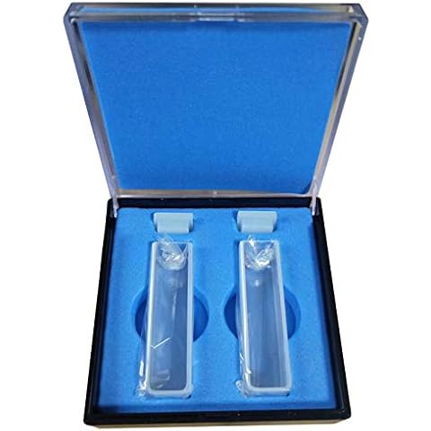 Cuvette for Spectrophotometer（2 PCS） - Quartz Material, 10 mm Light Path, 3.5 ml Volume, 190-2500 nm Wavelength Range, 2 Transparent Sides, Acid and Alkali Resistant Cover