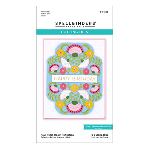 Spellbinders Bloom Reflection Etched Dies from The Four Petal Collection, Metal, ONE