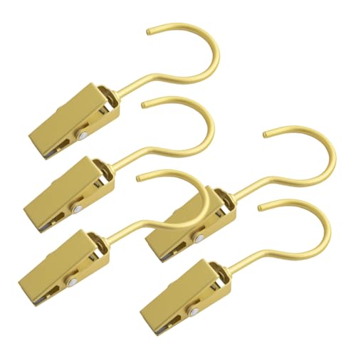 SUPVOX 5個 家用 無痕アルミ合金点転式フック付き洗濯バサミ 洗濯物吊り下げ用ズボンクリップ スカートクリップ 帽子掛け 洗濯タオルも対