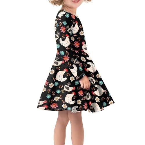 Long Sleeve Dress for Girls Casual Swing Dresses A-Line Twirly Skater Dress4