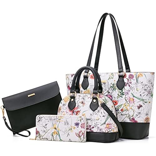 4PCS Women Fashion Handbags Purses Wallet Shoulder Bags Casual Tote Bag Crossbody Bags, Handbag Set Gift for Ladies Girls
