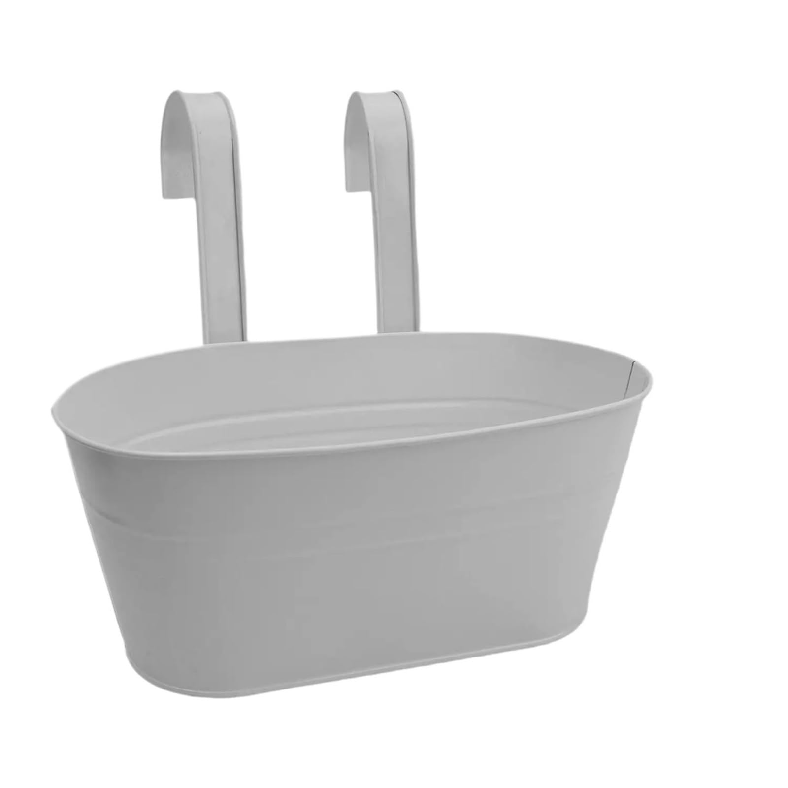 RTBVGHJIK Iron Metal Hanging Flower Pot Balcony Garden Basket Drainage Herbs Plants On Railings Fences for Outdoor Plants(White Oval)
