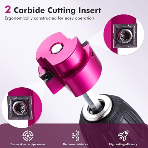 8pcs pvc pipe reamer with 2 square carbide insert 12 34inch 1inch1-14inch1-12inch2inch3inch4inch head aluminum pvc fitting saver pvc socket saver for sch40 pvc abs pvc pipe cpvc