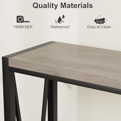 GAOMON Console Table, 2-Tier Entryway Table with Storage, 43" Narrow Sofa Table with V Design, Industrial Console Table for Entryway, Living Room, Hallway, Foyer, Corridor, Office-Grey