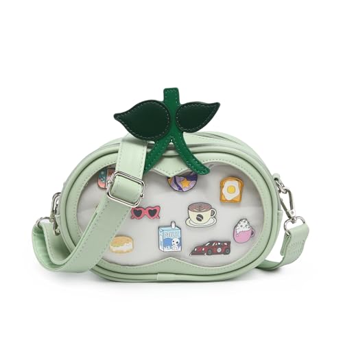 Kawaii PU Leather Ita Bag Y2k Shoulder Crossbody Bag Aesthetic Cute Cherry Sause Cute BagPin Display