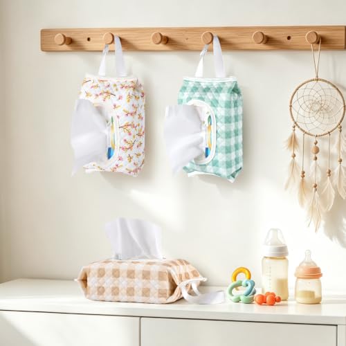 Quilted Baby Wipe Holder, Diaper Pouch Hanging Wet Wipes Bag - image 6