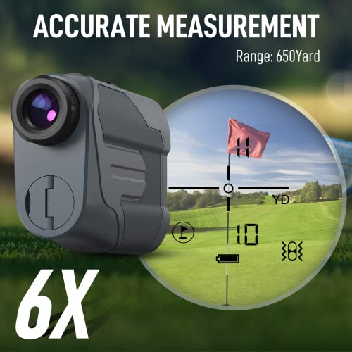 Telemetro-de-Golf-OUBEL-650-Yardas-con-Pendiente-Perilla-de-Enfoque-Manual-escaneo-Continuo-vibracion-de-Bloqueo-de-asta-de-Bandera-precision-de–1-Yarda-Zoom-6X-Velocidad-Caza