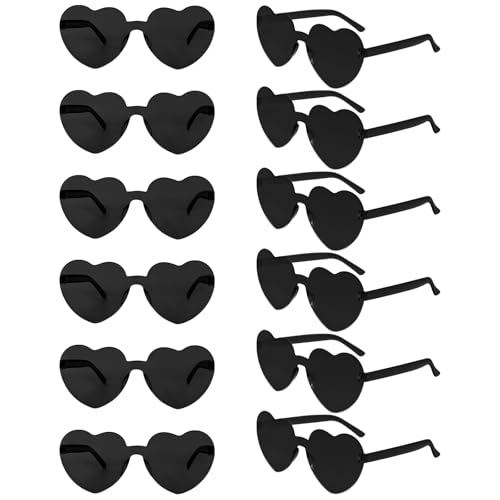 12 Pack Heart Sunglasses for Women Transparent Heart Glasses for Bachelorette Birthday Party Favor Gifts