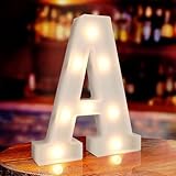 Marquee Letters, Led Letter Lights, 26 Alphabet Battery Powered LED Light Up Name Sign, Decorative Lighted Standing Letters for Graduation Party Night Light Wedding Birthday Room Wall Decor (Letter A)