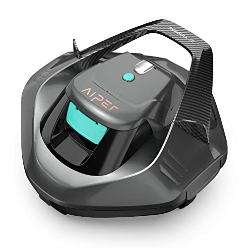 AIPER Cordless Robotic Pool Cleaner, Pool Vacuum Lasts 90 Mins, LED Indicator, Self-Parking, Ideal for Above-Ground Flat Pool up to 860 sq.ft Deep Grey