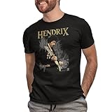 American Classics Jimi Hendrix 1960's Psychedelic Musical Icon Hendrix on Guitar T-Shirt, Black