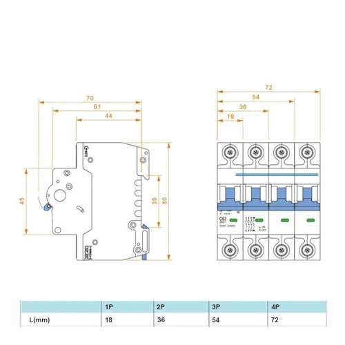 Disjoncteur miniature 25A 4P 6kA Type C pour tableau triphasé 400V - 3