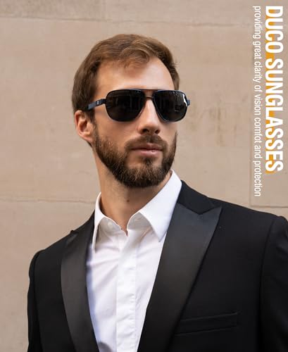 Image of DUCO Aviator Sunglasses for Men Women Carbon Fiber Polarized Sunglasses Men UV Protection for Driving Golf Fishing 3051
