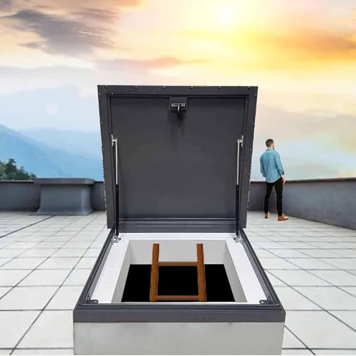 Escotilla de acceso de acero para techo, puerta de seguridad con varillas hidráulicas neumáticas, galvanizadas, acceso de pozo/escotilla de escape para patios, callejones y techos, y fiable