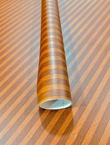 Image of WALLMATE Marble Wallpaper Self Adheisve Marble Wallpaper Waterproof Countertop Furniture Kitchen Marble Sticker (Fluted Brown Wood, 24x84 Inch)