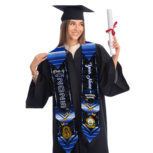 MonkeyVan Personalized Honduran Graduation Stole 2025, Honduras Flag Graduation Sash, Honduran American Flag Grad Stole 2025 Hdr 8
