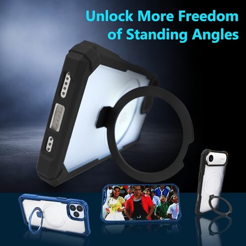 Image of AIBEX Transparent Back Cover Compatible for iPhone 17 Air| Mag-Saf Magnetic Ring Kickstand | Shockproof Dual Layer Military Grade Drop Protection Armor Case| Wireless Charging Support - Black