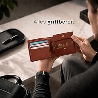 Kronenschein® Geldbörse Herren Leder mit RFID Schutz - Echtleder Portemonnaie mit Münzfach - Geldbeutel für Männer - Brieftasche Wallet braun - Portmonee Ledergeldbeutel aus Nappa Leder (Hellbraun) – Ansicht 5