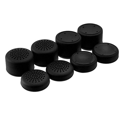 VizGiz 8PCS Enhanced Height Rubber Silicone Cap Thumbstick Thumb Stick Covers Case Skin Joystick Grip Grips For Sony PlayStation 4 PS PS4 Accessories Games Wireless Controller Pro (Black 4 Pair)