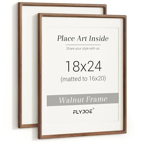Picture Frame, USA-Sourced Hardwood Photo Frame, Walnut, 18 x 24, Set of 2