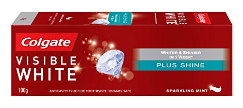 Image of Colgate Toothpaste Visible White Plus Shine for Cavity Protection, Enamel Protection, Whitening, Plaque Removal (100g)