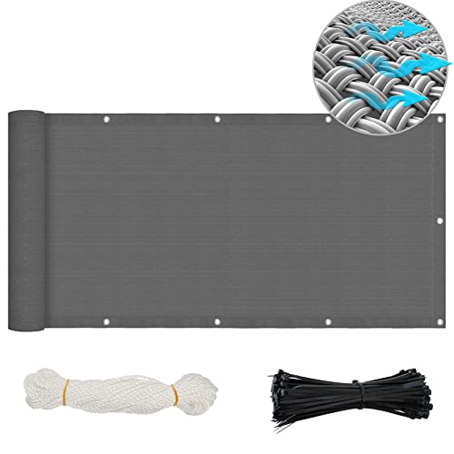 Grau Balkon Sichtschutz 75 cm hoch mit ösen, Stoff Sichtschutz Balkon...