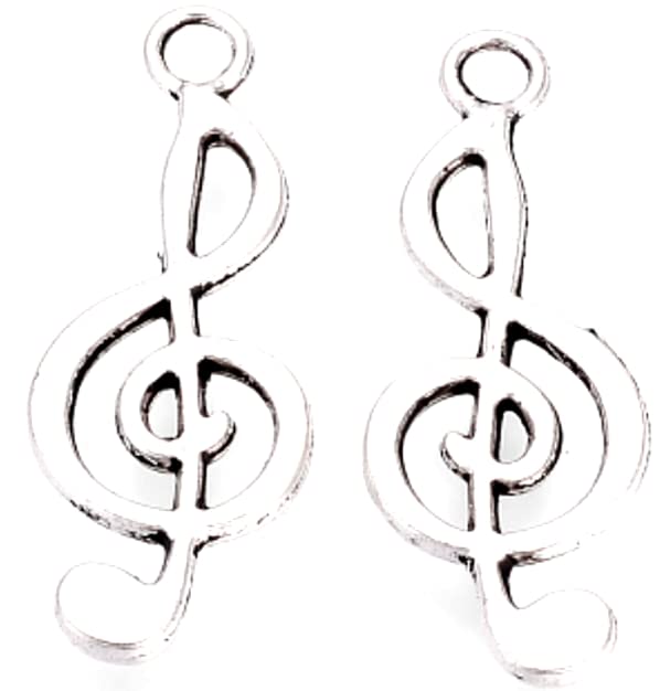 25 x Tibetan Silver Style Musical Note Charms, Treble Clef Charms, Musical Beads, Jewelry Making Charms, Treble Clef Findings, Arts & Crafts Charms