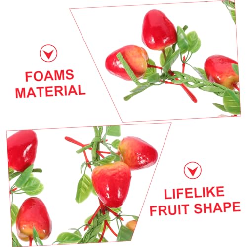 Unomor 2pcs Fruit Strawberry Skewers Artificial Fruits Ornament Fruit Photography Prop Decorative Strawberry Garland Fake Fruit Ornament Creative Fruit Decoration Fake Fruit Pendant