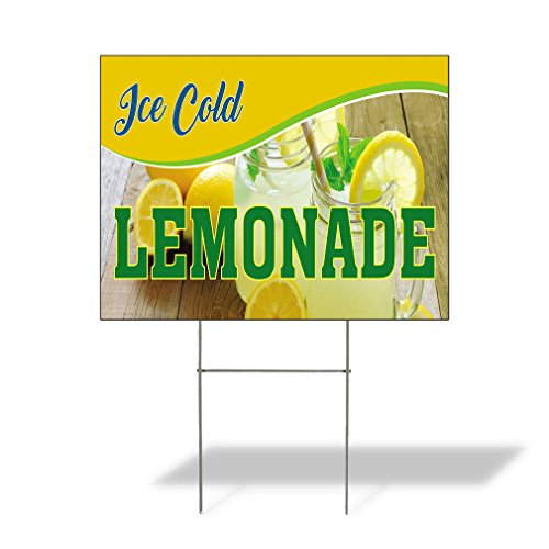 Plastic Weatherproof Yard Sign Ice Cold Lemonade #1 Style A Lemonade in A