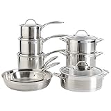 ProCook Professional Stainless Steel Cookware Set Uncoated Induction & Oven Safe Pans Cooking Pots - 8 Piece,14/16/18cm Saucepans, 20/28cm Frying Pans, 20cm Stockpot & Steamer, 24cm Сasserole Dish