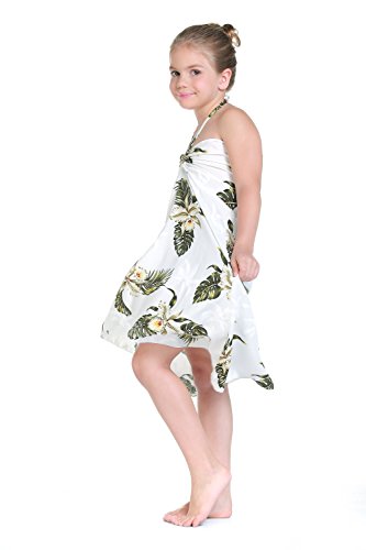 Girl Hawaiian Halter Dress in Palm Green Leaf3