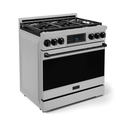 Image of Gordon Ramsay by THOR Kitchen 36 Inch Professional Liquid Propane Range with Tilt Panel Touch Control in Stainless Steel /Black