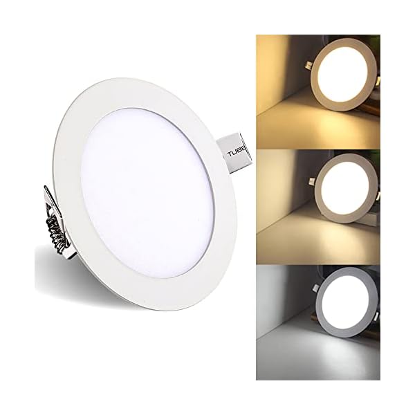 Bettizia LED Einbaustrahler Einbaustrahler LED Panellampe Rund Deckenstrahler Farbwechsel 3 in1 LED Panel IP44 Für…