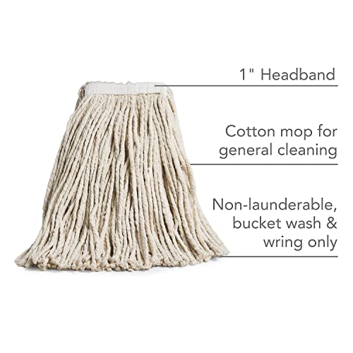 Image of Coastwide Professional Cut-End Wet Mop Head, #20, Cotton, White | 1 inch headband for facility wet mopping and floor cleaning.