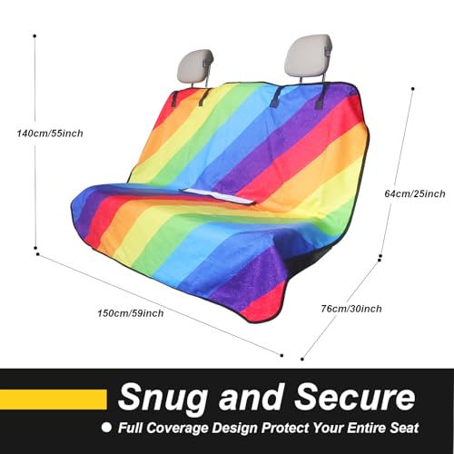 Image of Back Seat Cover for Car Trucks Van SUV Jeep,Waterproof Rear Bench Towel Seat Covers for Dogs and Kids,Automotive Backseat Protector (Rainbow)