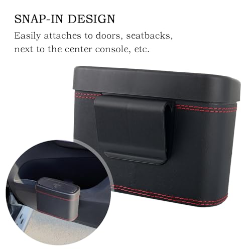 Image of Car Trash Can with Lid,Leather Car Trash Bin with 30 Car Trash Bag,Hanging Leakproof Car Garbage Can,Multi-Purpose Car Organization for Women Car Accessories Fit Cars SUV RV (Big)