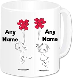 Personalised Mr and Mrs Gifts Mugs Set of 2 Coffee Cups - Romantic Love Hearts Couples Gifts Idea for Engagement Wedding Anniversary Valentines Birthday Christmas Present (Design: Heart Kites)