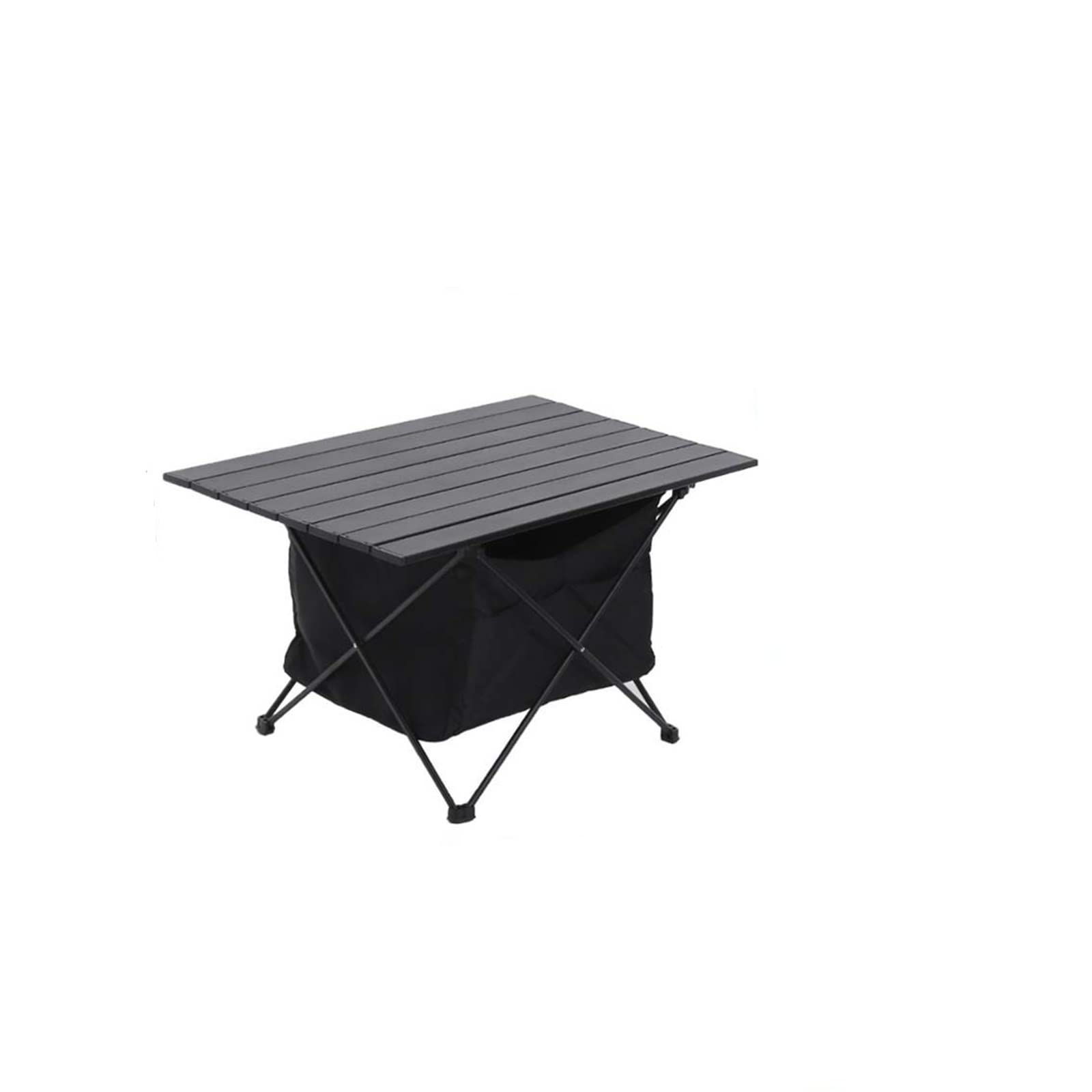 Table de camping pliable en aluminium noir ultra légère avec sac