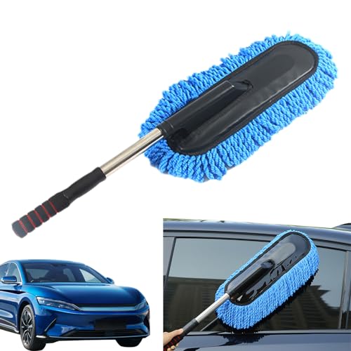 Plumeau Microfibre Lavable Télescopique, Brosse Voiture Lavage Extérieur Anti Rayure, Poignée Extensible Pour Le Nettoyage, Pour Tableau De Bord De Voiture, Moto, Tableau De Bord, Grille D'aération