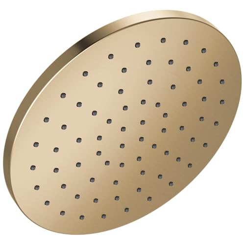 Delta Brushed Gold Rain Shower Head, 10 Inch Metal Large Shower Head Rainfall, Overhead Rain Showerhead, 2.5 GPM Flow Rate, Lumicoat Champagne Bronze 52162-CZ-PR25