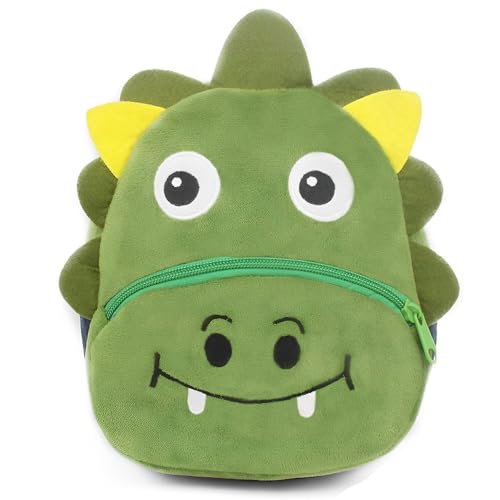 KOMUNJ Zaino per bambini, borsa per la scuola per ragazzi e ragazze, sacchetto di peluche per bambini, mini zaino per animali da 1 a 5 anni, dinosauro, multicolore, Taglia unica