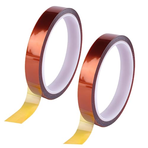 Jecdfs Ruban Résistant à la Chaleur 2 pcs, 1.5 cm x 33 m, Ruban Adhésif Haute Température, Ruban de Presse à Chaud et Isolant en Silicone pour Sublimation et Imprimante 3D