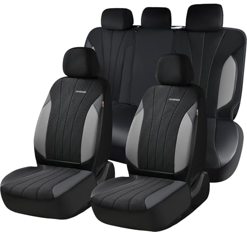 Image of Coverado Automotive Seat Cover Full Set, Front and Rear Seat Covers, Waterproof Leather Seat Covers 5 Seats, Luxury Car Seat Protectors Universal Fit for Most Vehicles, SUV, Truck, Sedan